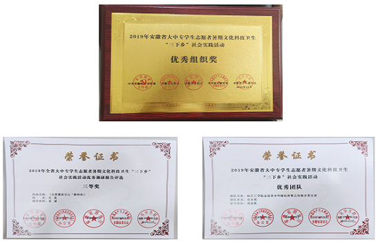 贝博官网在2019年安徽省大中专学生志愿者暑期文化科技卫生“三下乡”社会实践活动中荣获佳绩
