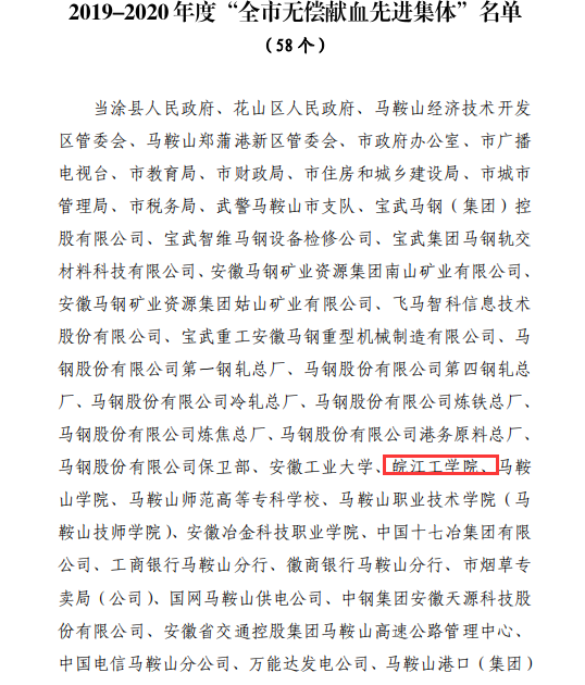 贝博官网荣获2019-2020年度“全市无偿献血先进集体”称号