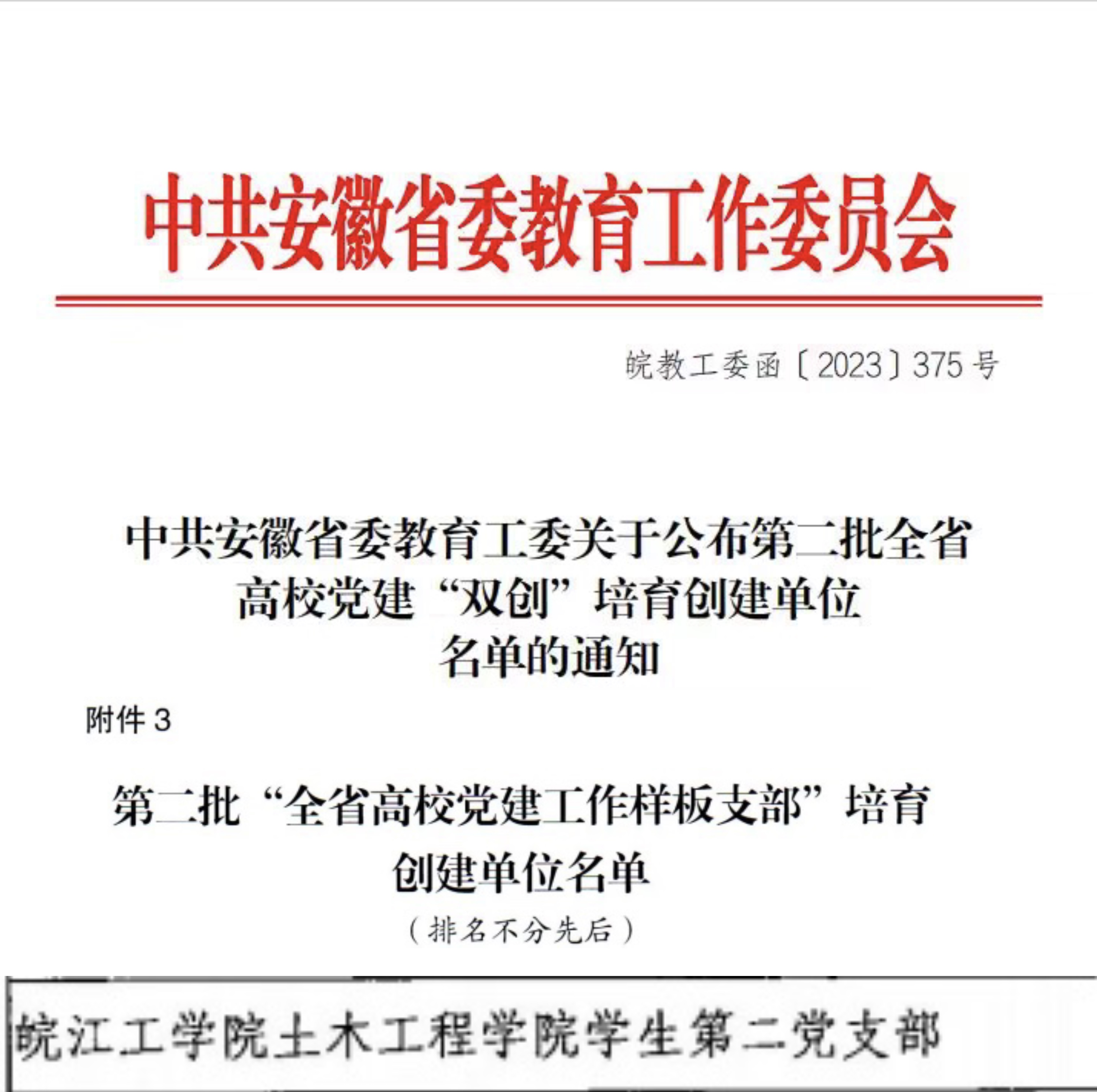 <strong>上榜！BB贝博艾弗森官方网站土木工程学院学生第二党支部入选 “全省党建工作样板支部”</strong>