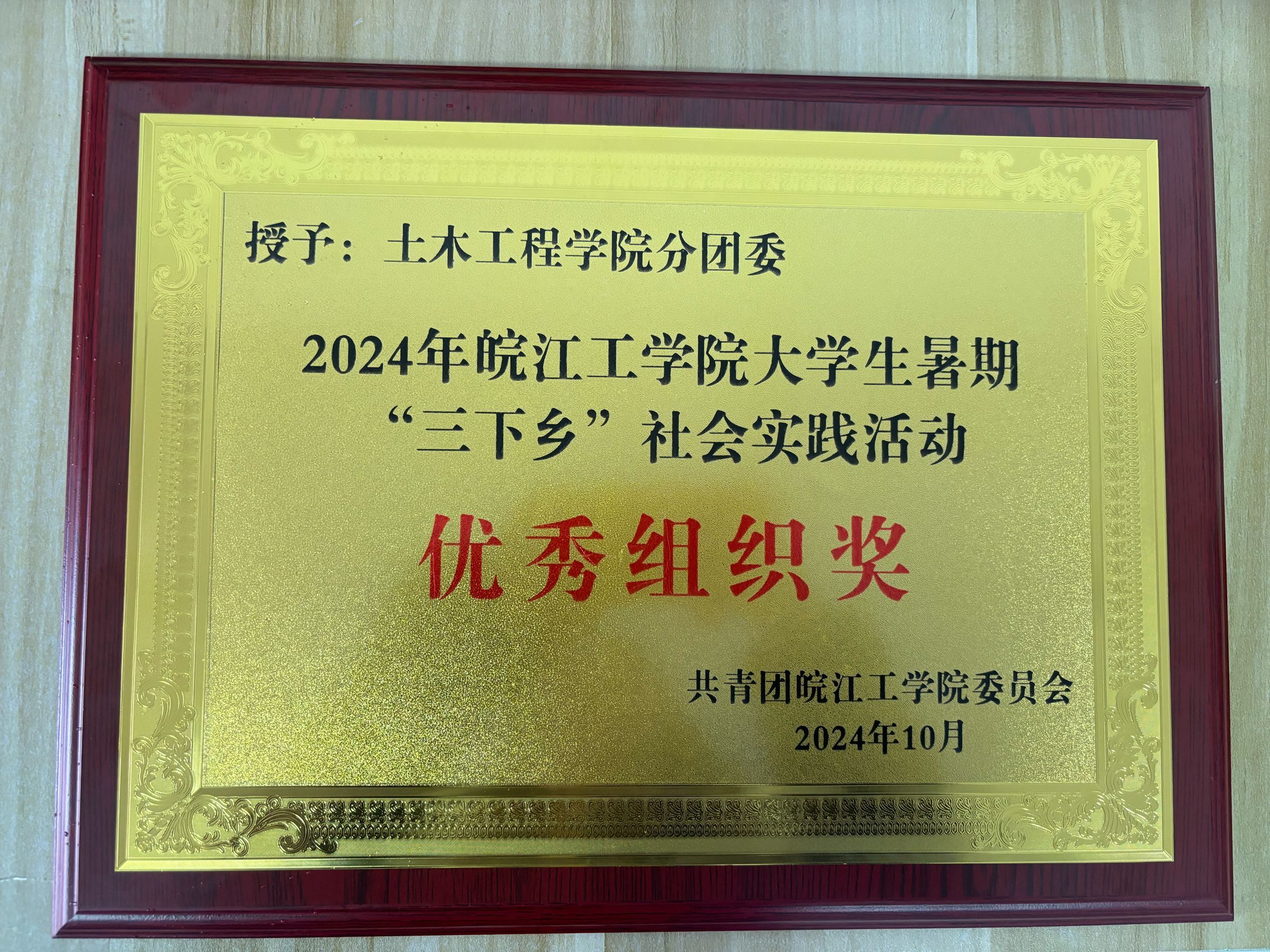 <strong>土木工程学院分团委荣获2024年BB贝博艾弗森官方网站大学生暑期“三下乡”优秀组织奖</strong>