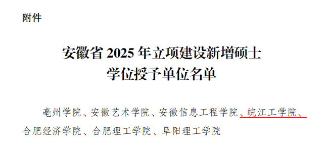 <strong><font color='FF350D'>重磅喜讯！贝博官网成功获批安徽省2025年立项建设新增硕士学位授予单位！</font></strong>